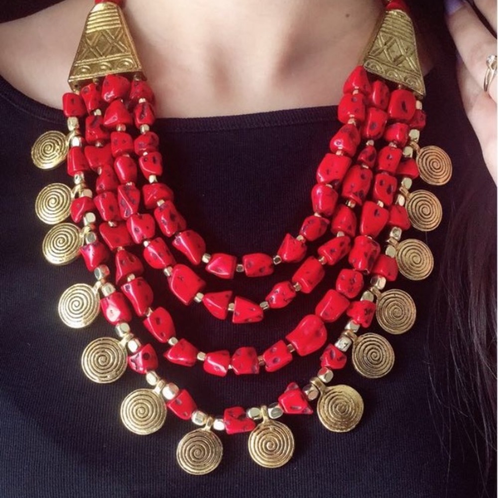 Ethnic tribal coral necklace.